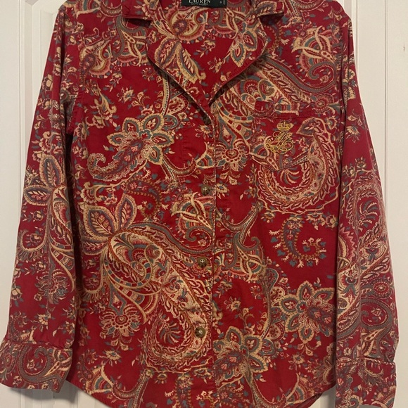 Ralph Lauren Red Paisley Shirt - Picture 2 of 9